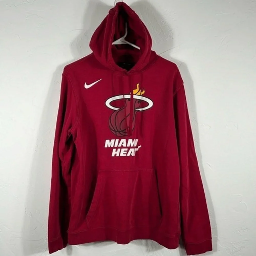 🔥🏀 Vintage MIAMI HEAT Nike NBA Pullover Hoodie Sweatshirt Men Sz Lg - PERFECT‎